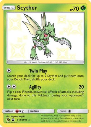 Scyther SV1  - Holofoil Hidden Fates Shiny Vault - Shiny Holo Rare
