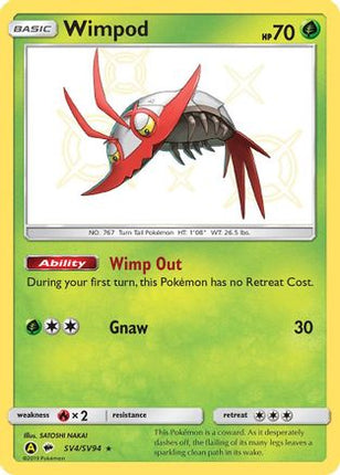 Wimpod SV4  - Holofoil Hidden Fates Shiny Vault - Shiny Holo Rare