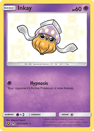 Inkay SV17  - Holofoil Hidden Fates Shiny Vault - Shiny Holo Rare