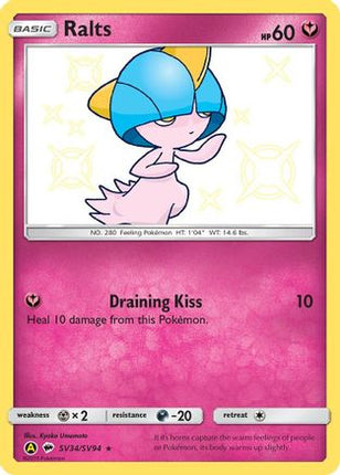 Ralts SV34  - Holofoil Hidden Fates Shiny Vault - Shiny Holo Rare