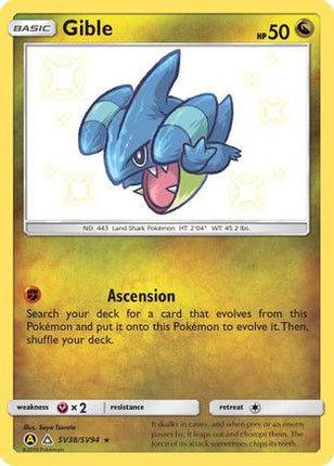 Gible SV38  - Holofoil Hidden Fates Shiny Vault - Shiny Holo Rare