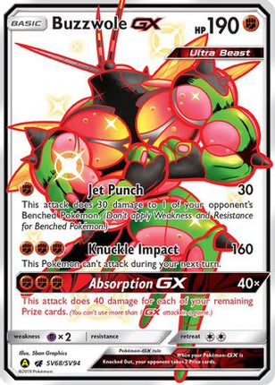 Buzzwole GX SV68  - Holofoil Hidden Fates Shiny Vault - Shiny Holo Rare