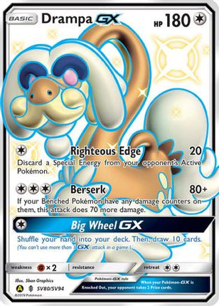 Drampa GX SV80/SV94  - Holofoil Hidden Fates Shiny Vault - Shiny Holo Rare
