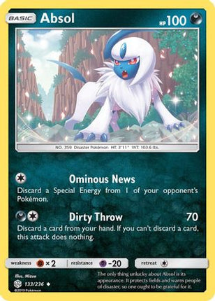 Absol 133/236  - Reverse Holofoil SM  Cosmic Eclipse - Uncommon