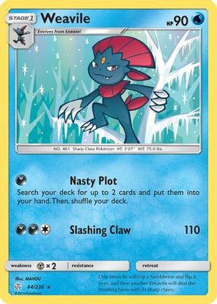 Weavile/236  - Reverse Holofoil SM  Cosmic Eclipse - Rare