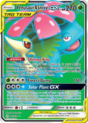 Venusaur & Snivy GX (Full Art) 210  - Holofoil SM  Cosmic Eclipse - Ultra Rare