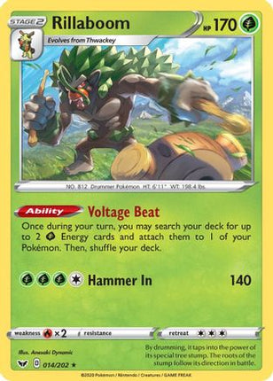 Rillaboom (014) 014/202  - Holofoil SWSH01 Sword & Shield Base Set - Holo Rare