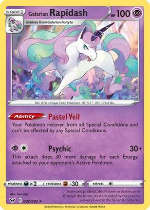 Galarian Rapidash 082/202  - Reverse Holofoil SWSH01 Sword & Shield Base Set - Rare