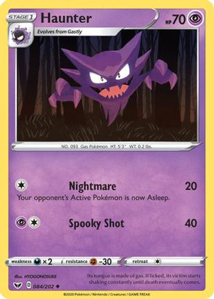 Haunter 084/202  - Reverse Holofoil SWSH01 Sword & Shield Base Set - Uncommon