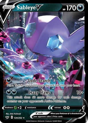 Sableye V 120/202  - Holofoil SWSH01 Sword & Shield Base Set - Ultra Rare