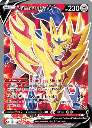 Zamazenta V (Full Art) 196/202  - Holofoil SWSH01 Sword & Shield Base Set - Ultra Rare