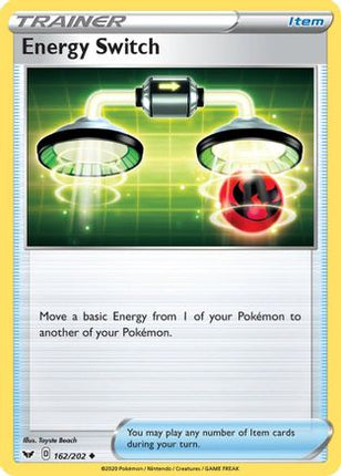 Energy Switch 162/202  - Reverse Holofoil SWSH01 Sword & Shield Base Set - Uncommon
