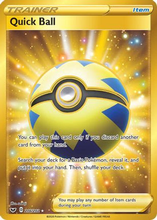 Quick Ball (Secret) 216/202  - Holofoil SWSH01 Sword & Shield Base Set - Secret Rare