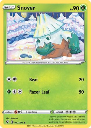 Snover 012/192  - Reverse Holofoil SWSH02 Rebel Clash - Common