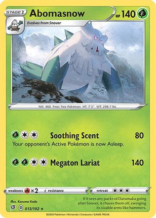 Abomasnow 013/192  - Reverse Holofoil SWSH02 Rebel Clash - Rare