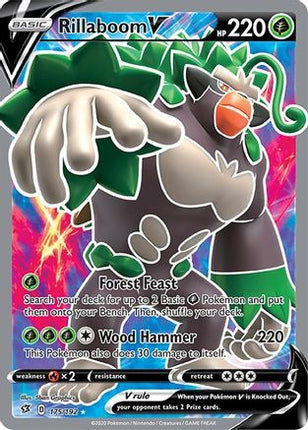 Rillaboom V (Full Art) 175/192  - Holofoil SWSH02 Rebel Clash - Ultra Rare