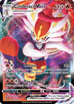 Cinderace VMAX 036/192  - Holofoil SWSH02 Rebel Clash - Ultra Rare