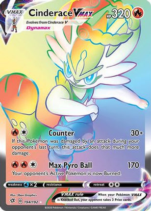 Cinderace VMAX (Secret) 194/192  - Holofoil SWSH02 Rebel Clash - Secret Rare