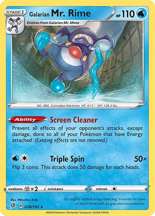 Galarian Mr. Rime 038/192  SWSH02 Rebel Clash - Rare