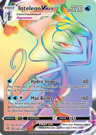 Inteleon VMAX (Secret) 195/192  - Holofoil SWSH02 Rebel Clash - Secret Rare