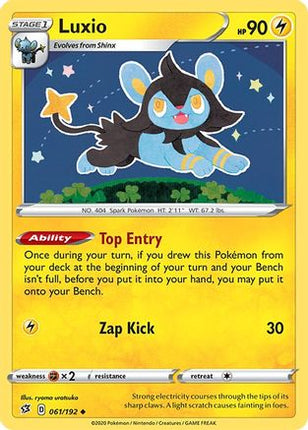 Luxio 061/192  - Reverse Holofoil SWSH02 Rebel Clash - Uncommon