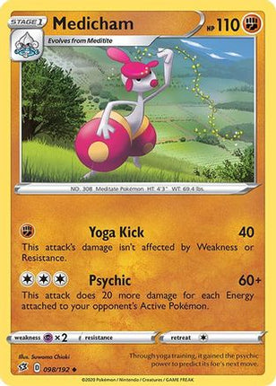 Medicham/192  - Reverse Holofoil SWSH02 Rebel Clash - Uncommon