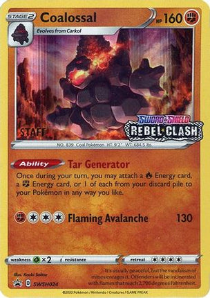 Coalossal - SWSH024 (Prerelease) [Staff]  - Holofoil SWSH Sword & Shield Promo Cards - Promo