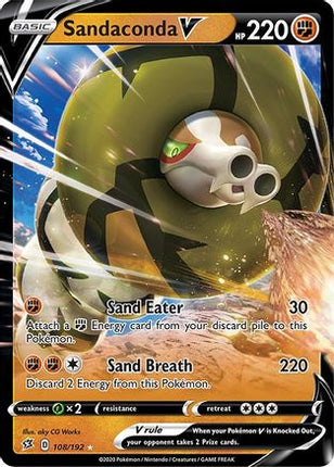 Sandaconda V 108/192  - Holofoil SWSH02 Rebel Clash - Ultra Rare