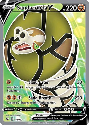 Sandaconda V (Full Art) 184/192  - Holofoil SWSH02 Rebel Clash - Ultra Rare