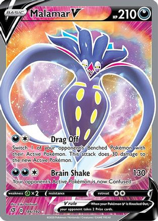 Malamar V (Full Art) 186  - Holofoil SWSH02 Rebel Clash - Ultra Rare