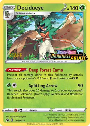 Decidueye - SWSH035 (Prerelease) [Staff]  - Holofoil SWSH Sword & Shield Promo Cards - Promo