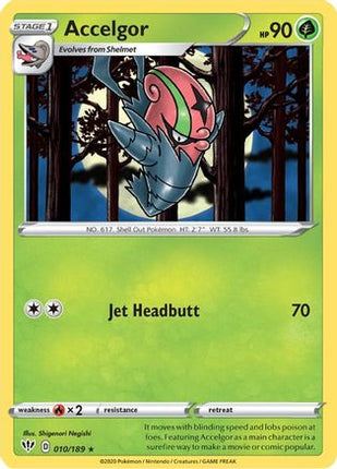 Accelgor 010/189  - Reverse Holofoil SWSH03 Darkness Ablaze - Rare