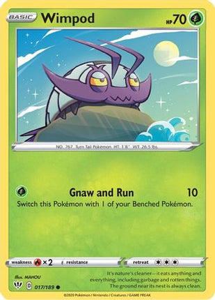 Wimpod 017/189  - Reverse Holofoil SWSH03 Darkness Ablaze - Common