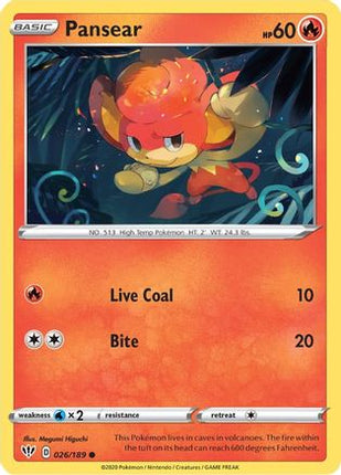 Pansear 026/189  SWSH03 Darkness Ablaze - Common