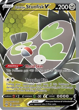 Galarian Stunfisk V (Full Art) 184/189  - Holofoil SWSH03 Darkness Ablaze - Ultra Rare