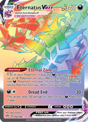 Eternatus VMAX (Secret) 192/189  - Holofoil SWSH03 Darkness Ablaze - Secret Rare