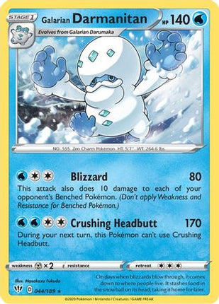 Galarian Darmanitan (44) 044/189  - Reverse Holofoil SWSH03 Darkness Ablaze - Rare