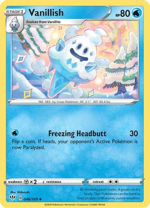 Vanillish 046/189  - Reverse Holofoil SWSH03 Darkness Ablaze - Uncommon