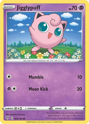 Jigglypuff 067/189  SWSH03 Darkness Ablaze - Common