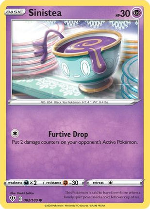 Sinistea 082/189  - Reverse Holofoil SWSH03 Darkness Ablaze - Common