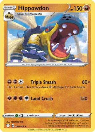 Hippowdon 094/189  SWSH03 Darkness Ablaze - Rare