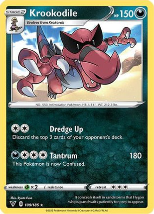 Krookodile 109/185  - Reverse Holofoil SWSH04 Vivid Voltage - Rare