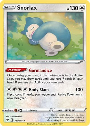 Snorlax 131/185  - Holofoil SWSH04 Vivid Voltage - Holo Rare