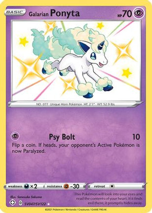 Galarian Ponyta SV047/SV122  - Holofoil Shining Fates Shiny Vault - Shiny Holo Rare