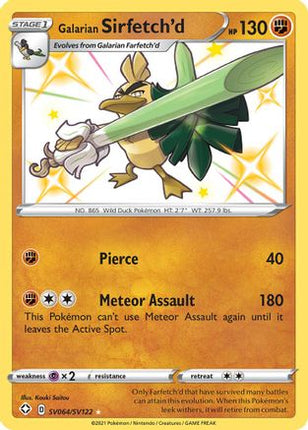 Galarian Sirfetch'd SV064  - Holofoil Shining Fates Shiny Vault - Shiny Holo Rare