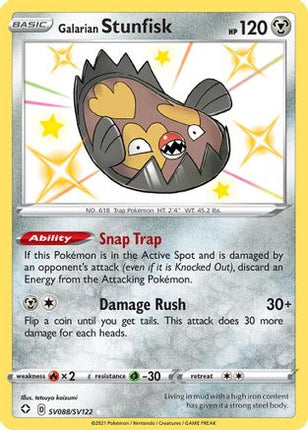 Galarian Stunfisk SV088  - Holofoil Shining Fates Shiny Vault - Shiny Holo Rare