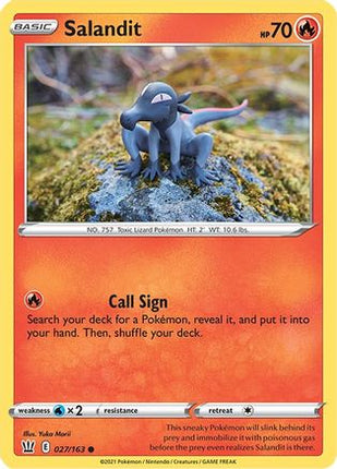 Salandit 027/163  - Reverse Holofoil SWSH05 Battle Styles - Common
