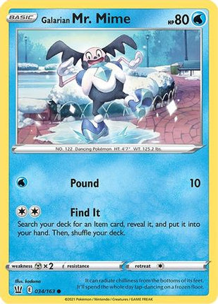 Galarian Mr. Mime 034/163  - Reverse Holofoil SWSH05 Battle Styles - Common