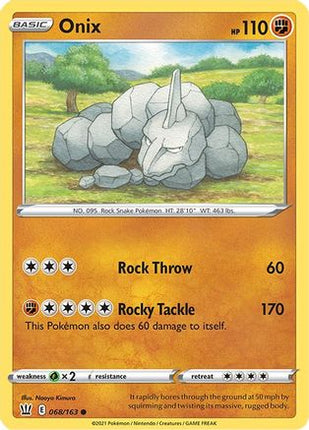 Onix 068/163  - Reverse Holofoil SWSH05 Battle Styles - Common