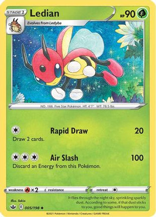 Ledian 005/198  - Reverse Holofoil SWSH06 Chilling Reign - Uncommon